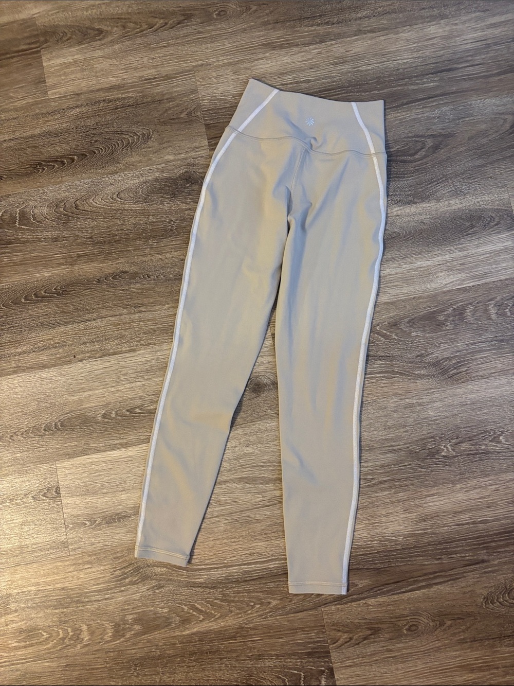 Athleta Light Gray High-Rise Leggings with Side Trim